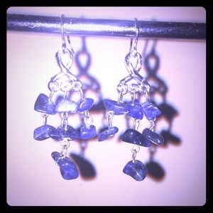 Lapis lazuli Gemstone earrings vintage womens